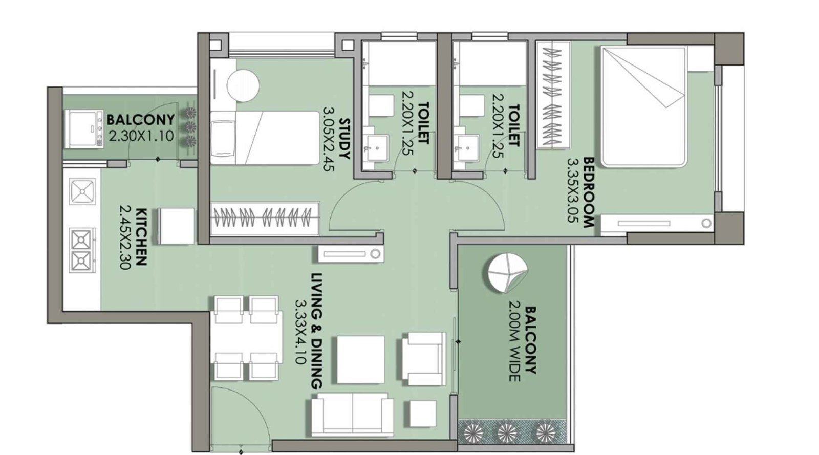 Puraniks-Abitante-Fiore--Floor-plan-2-BHK-Prima-598-733-Sqft