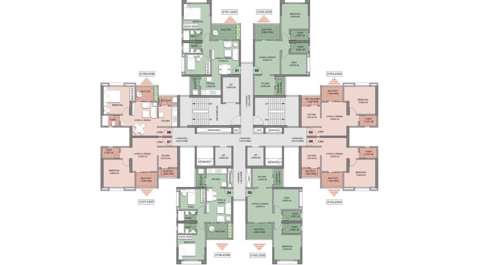 Puraniks-Abitante-Fiore-Typical-21&22nd-Floor-plan-F-BLDG